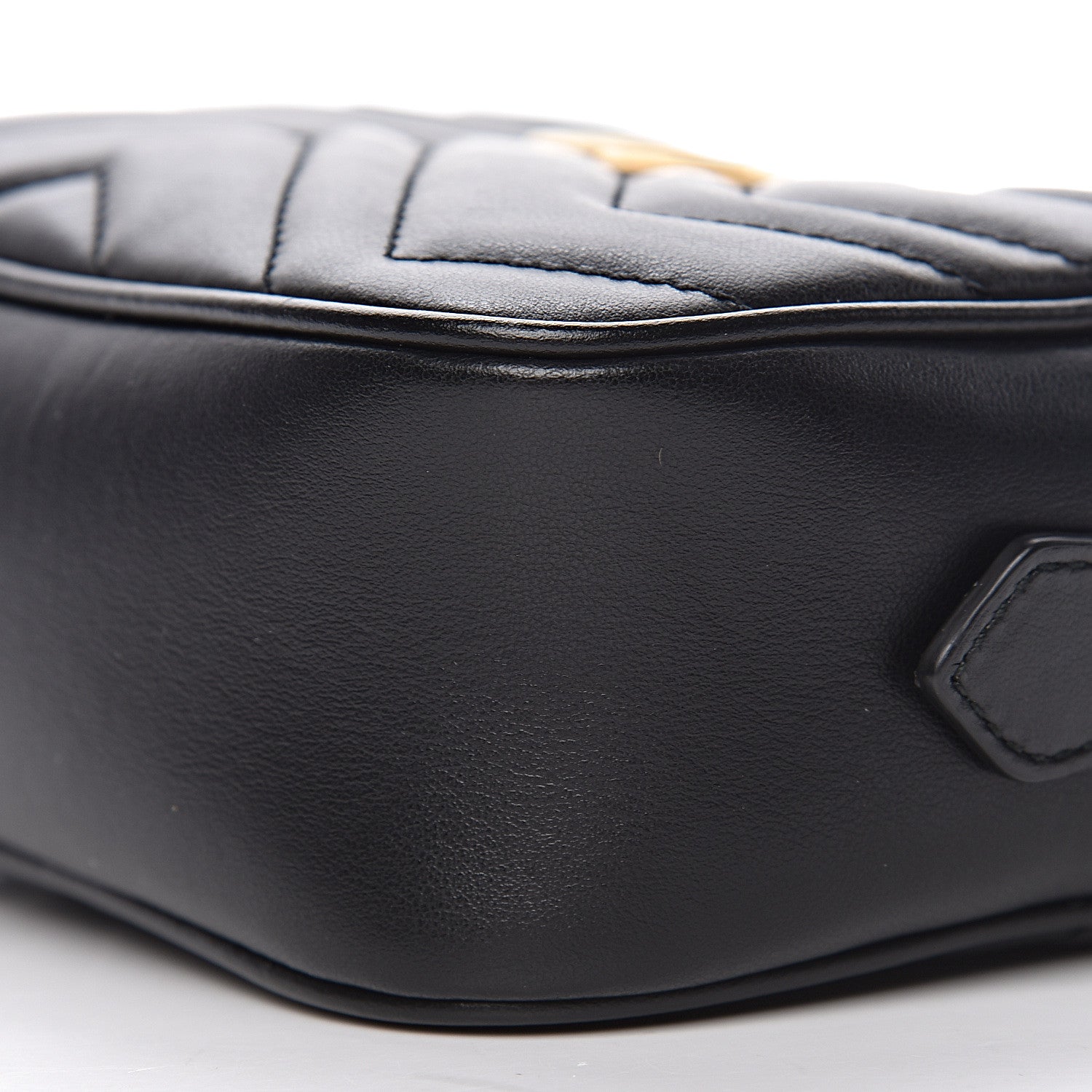 Gucci Calfskin Matelasse Mini GG Marmont Chain Shoulder Bag Black 11 of 12