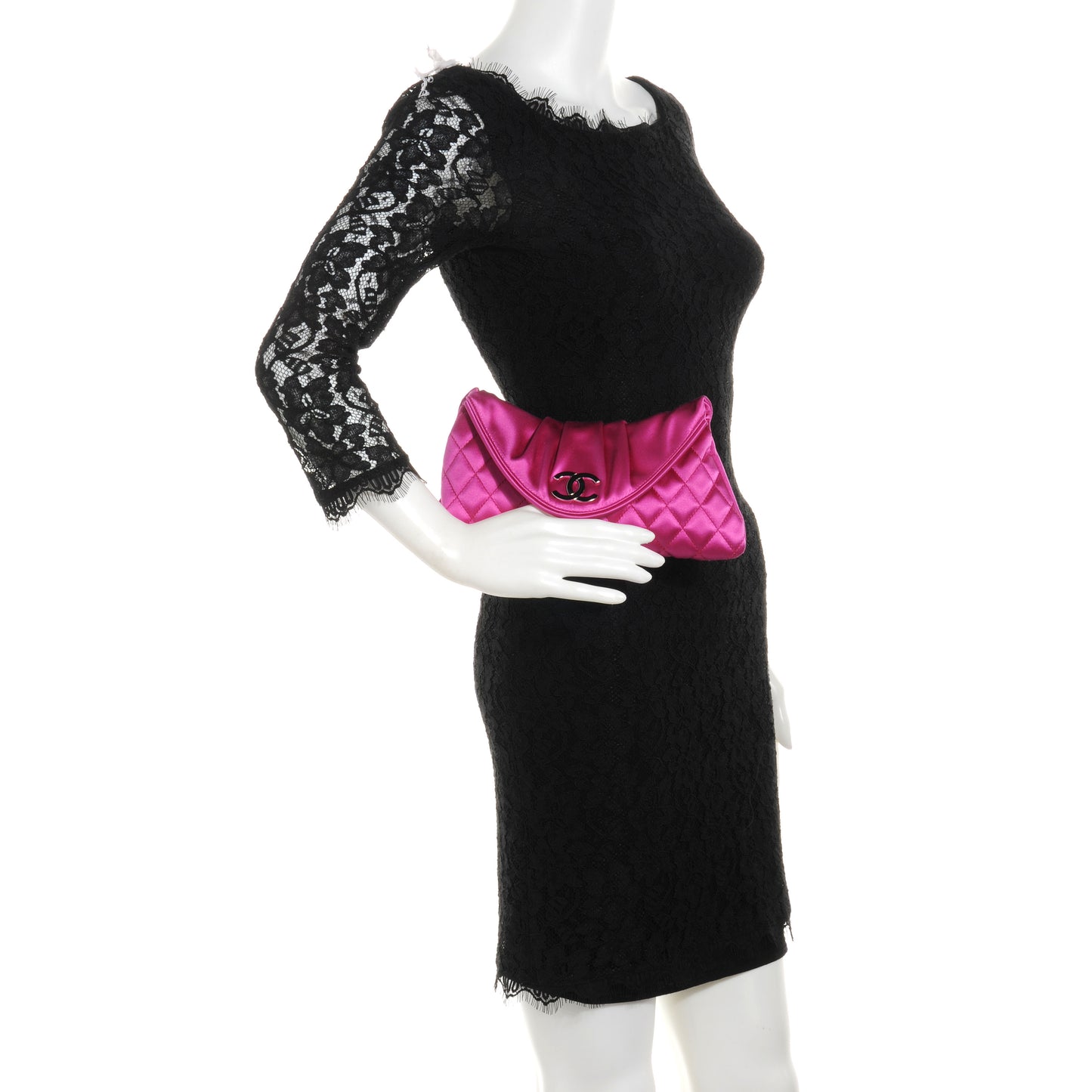 Satin Quilted Flap Clutch Fuchsia