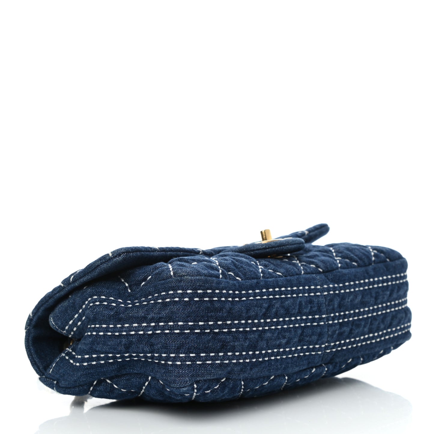Denim Quilted Single Flap Blue