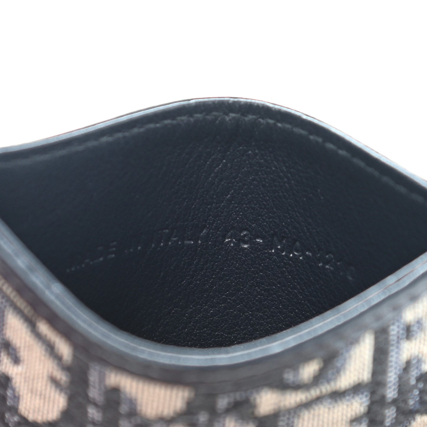 Oblique Calfskin Card Holder Blue