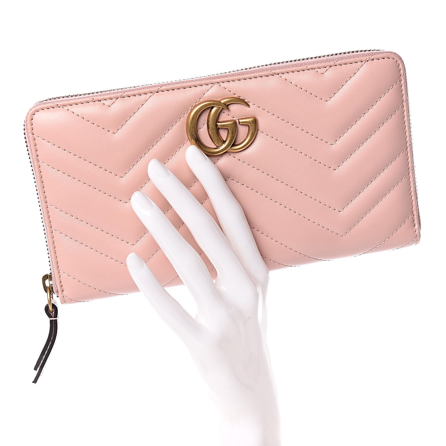 Gucci Calfskin Matelasse GG Marmont Zip Around Organizer Wallet Perfect Pink 2 of 8