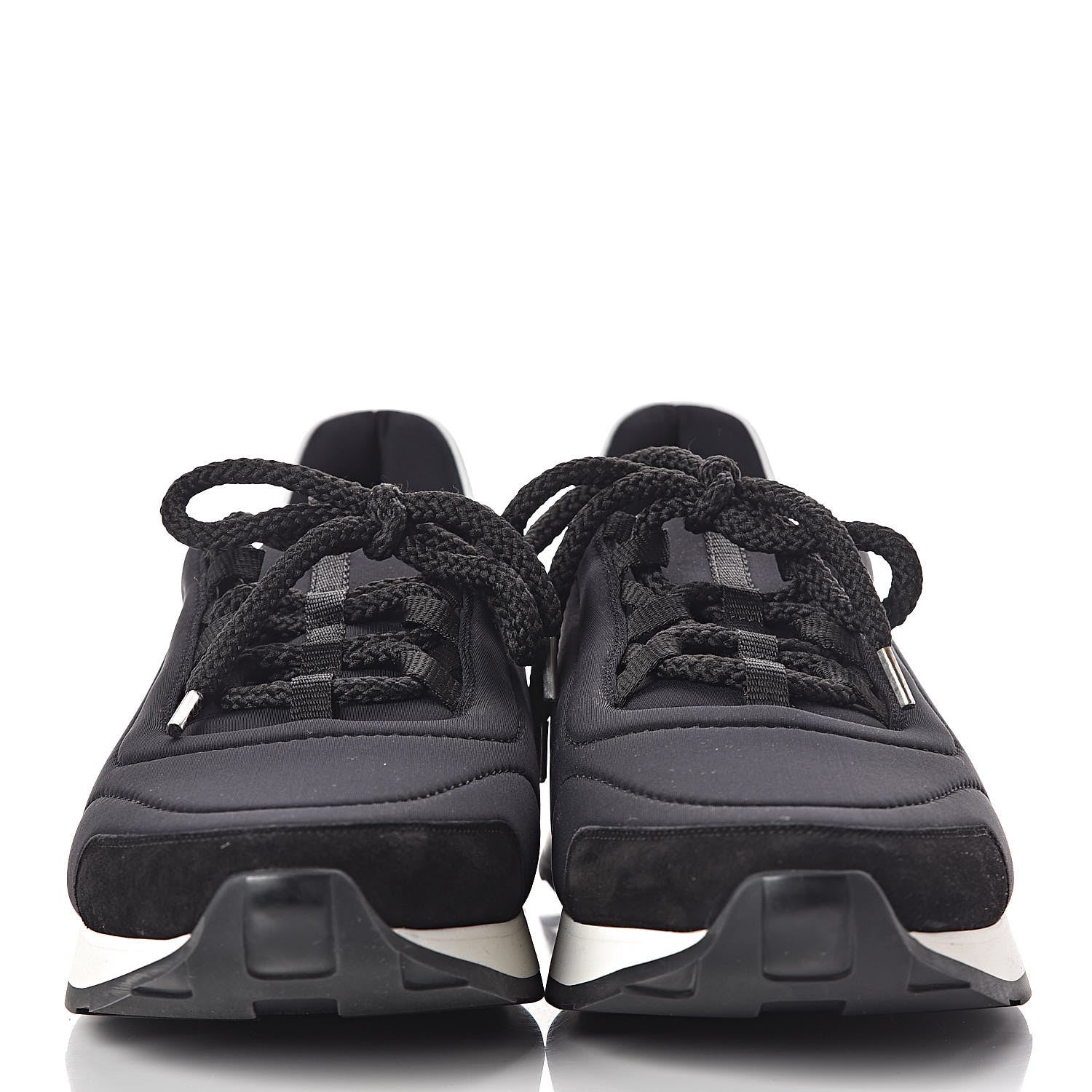 Hermes Technical Canvas Mens Miles Sneakers 43.5 Black White 2 of 8
