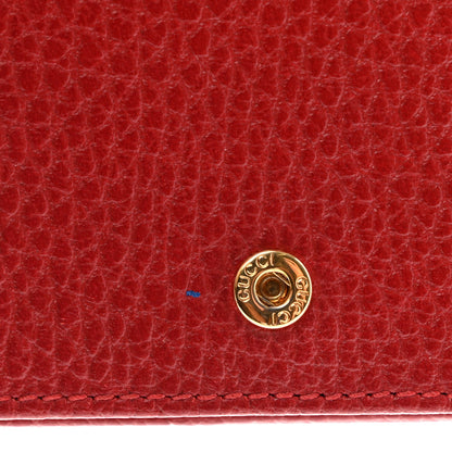 Gucci Pebbled Calfskin GG Marmont Card Case Hibiscus Red 9 of 15