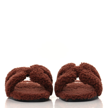 Hermes Woolskin Oran Sandals 38 Cognac 2 of 8