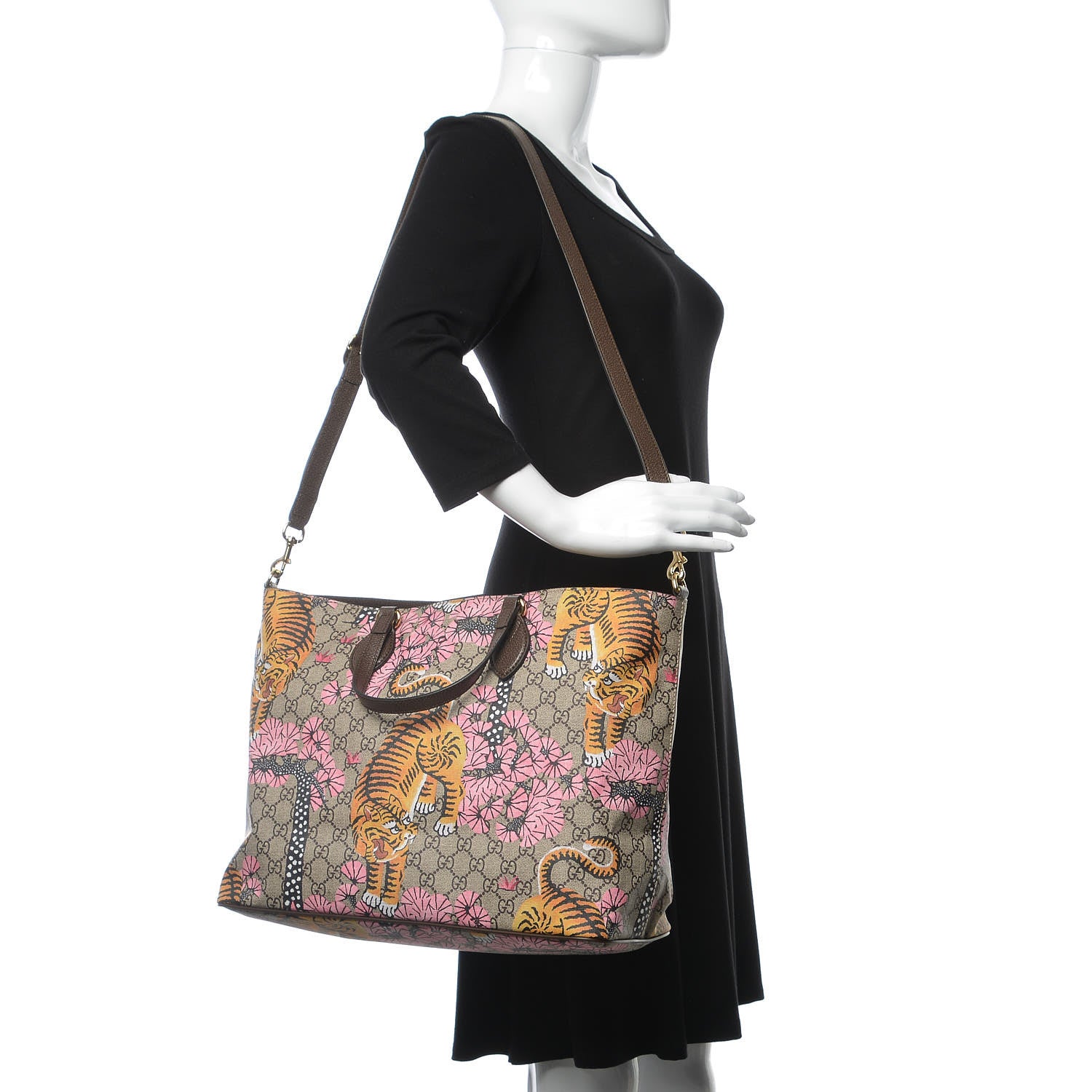 Gucci Soft GG Supreme Monogram Bengal Medium Crossbody Tote Beige Pink 2 of 8