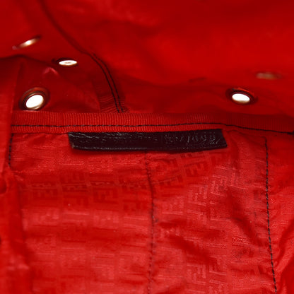 Fendi Nylon Zucchino Grommet Medium Roll Tote Mogano Panna Red Moro 8 of 12