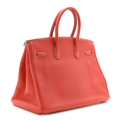 Hermes Taurillon Clemence Eclat Birkin 35 Sanguine White 3 of 11
