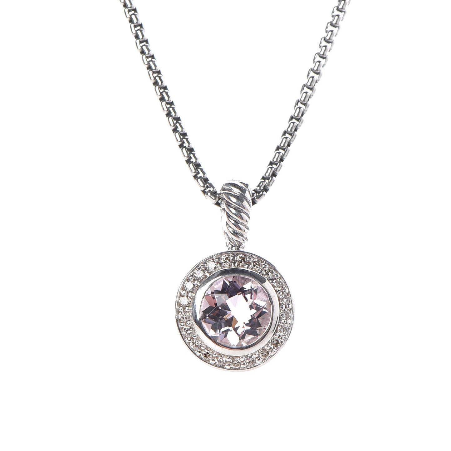 Sterling Silver Lavender Amethyst Diamond 8mm Petite Cerise Pendant Necklace