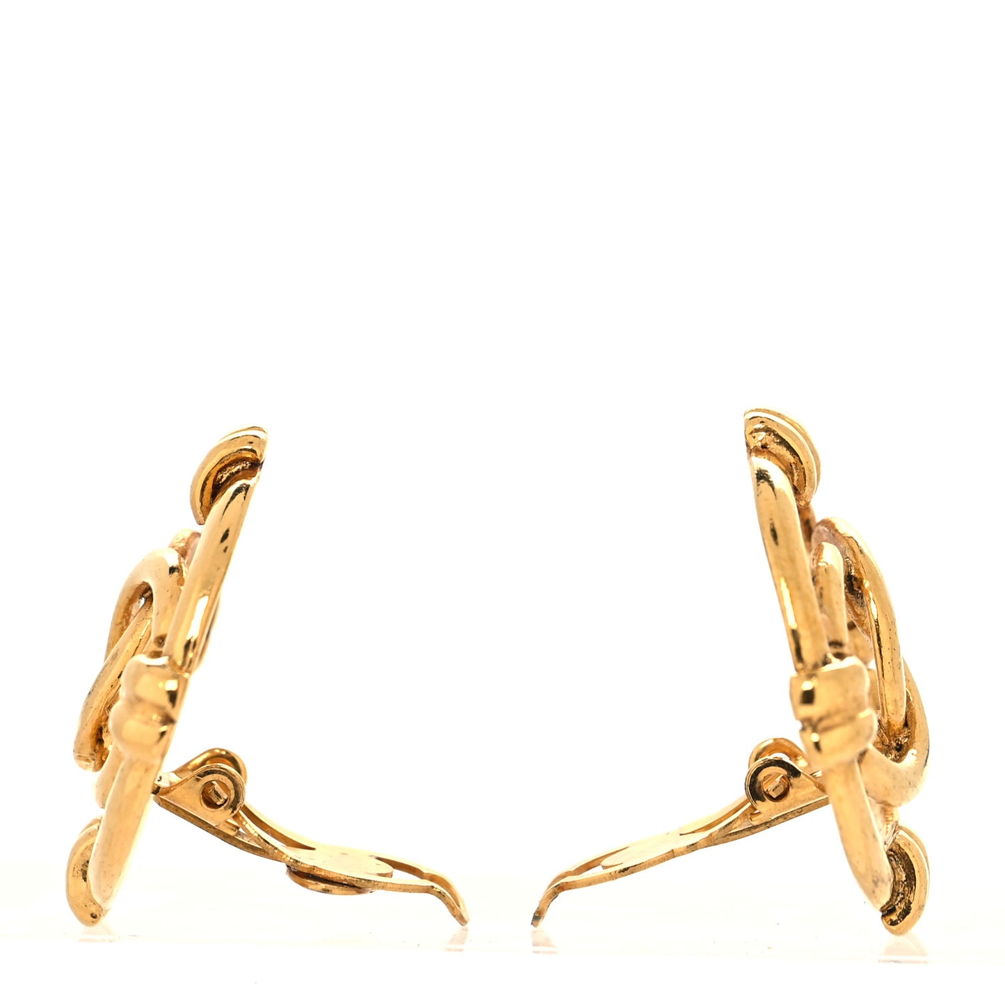 Metal Round CC Clip On Earrings Gold