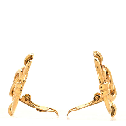 Chanel Metal Round CC Clip On Earrings Gold 3 of 6