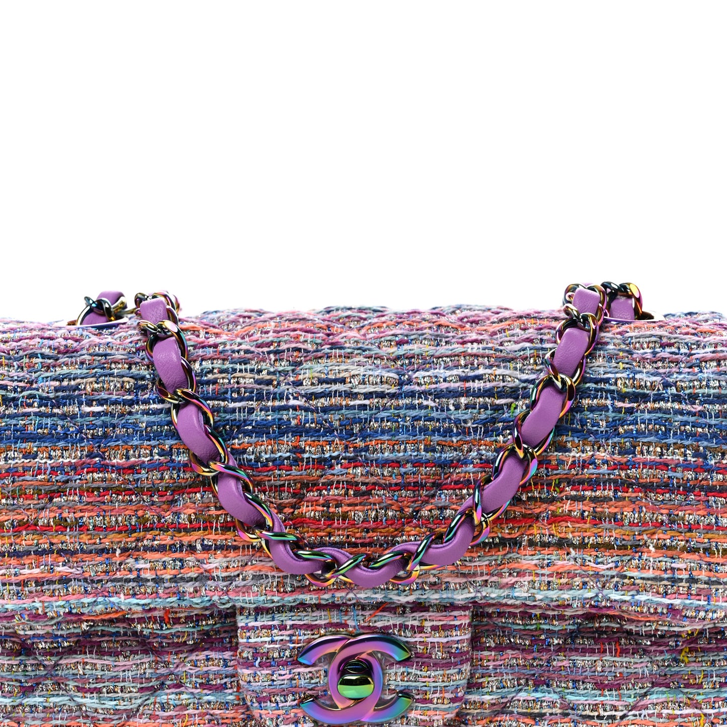Tweed Quilted Mini Rectangular Flap Blue Pink Orange