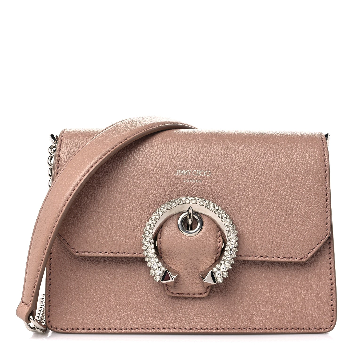 Jimmy Choo Calfskin Crystal Embellished Small Madeline Crossbody Bag Powder Pink 1 of 9
