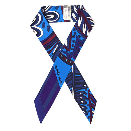 Hermes Silk Le Jardin de la Maharani Twilly Bleu Cobalt Bordeaux 1 of 3