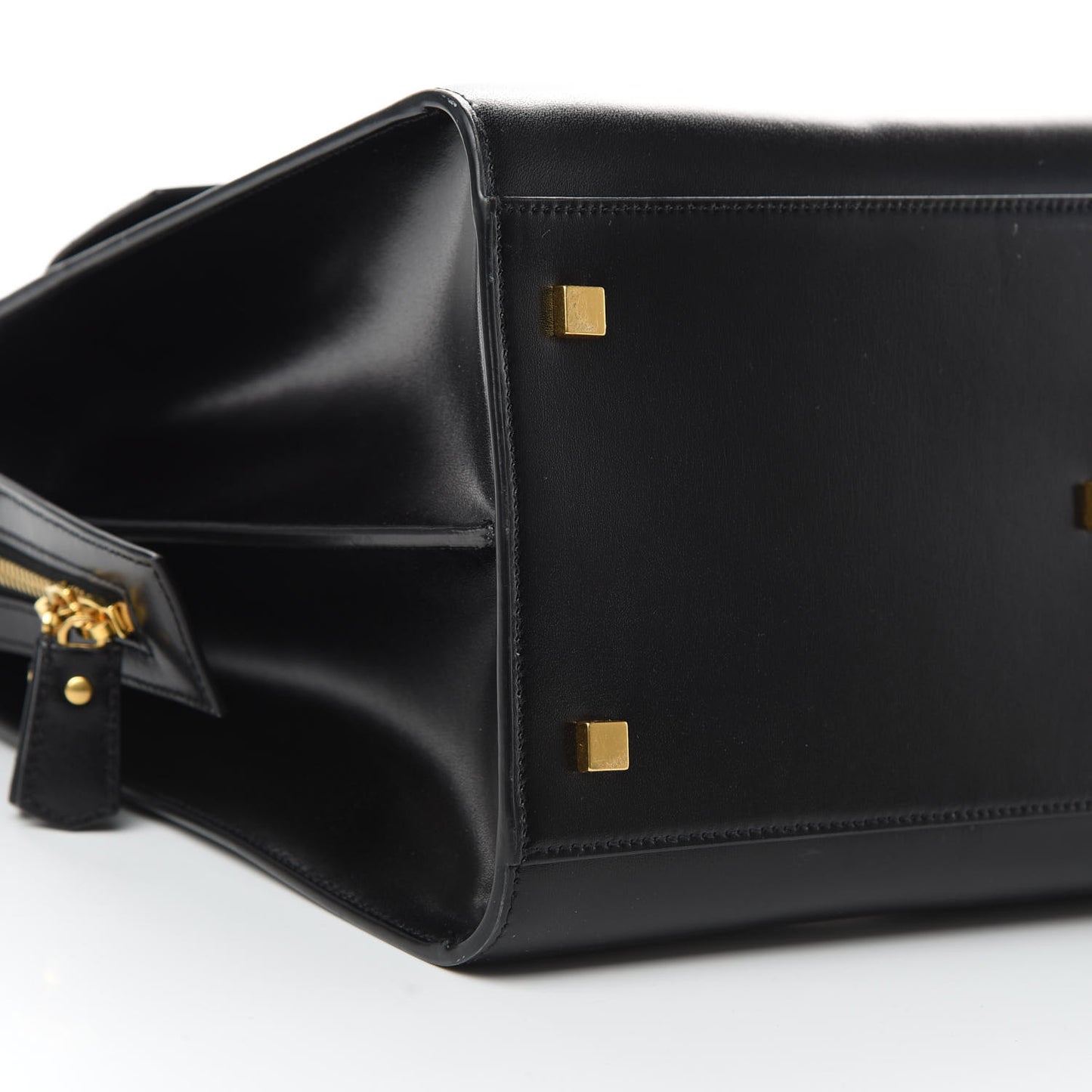 Shiny Calfskin Large Uptown Tote Black
