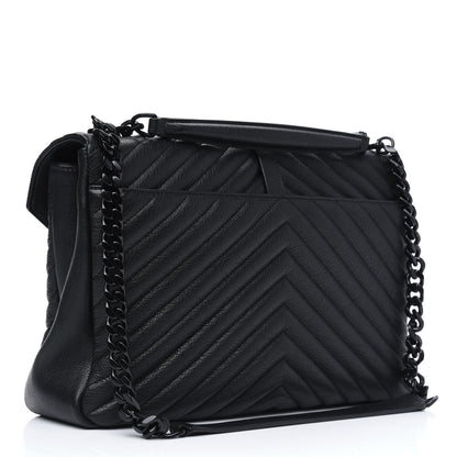 Saint Laurent Sheepskin Matelasse Chevron Monogram Monochrome Large College Satchel Black 3 of 14