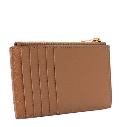 Saint Laurent Grain De Poudre Matelasse Chevron Monogram Fragments Zippered Card Case Cork 2 of 6