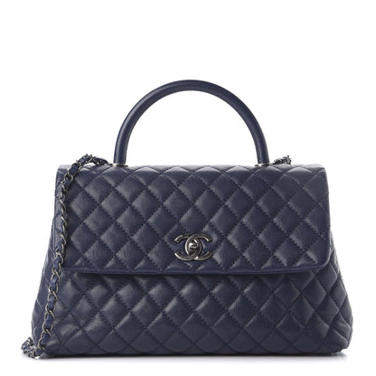 Chanel Caviar Quilted Medium Coco Handle Flap Navy Blue 1 of 9