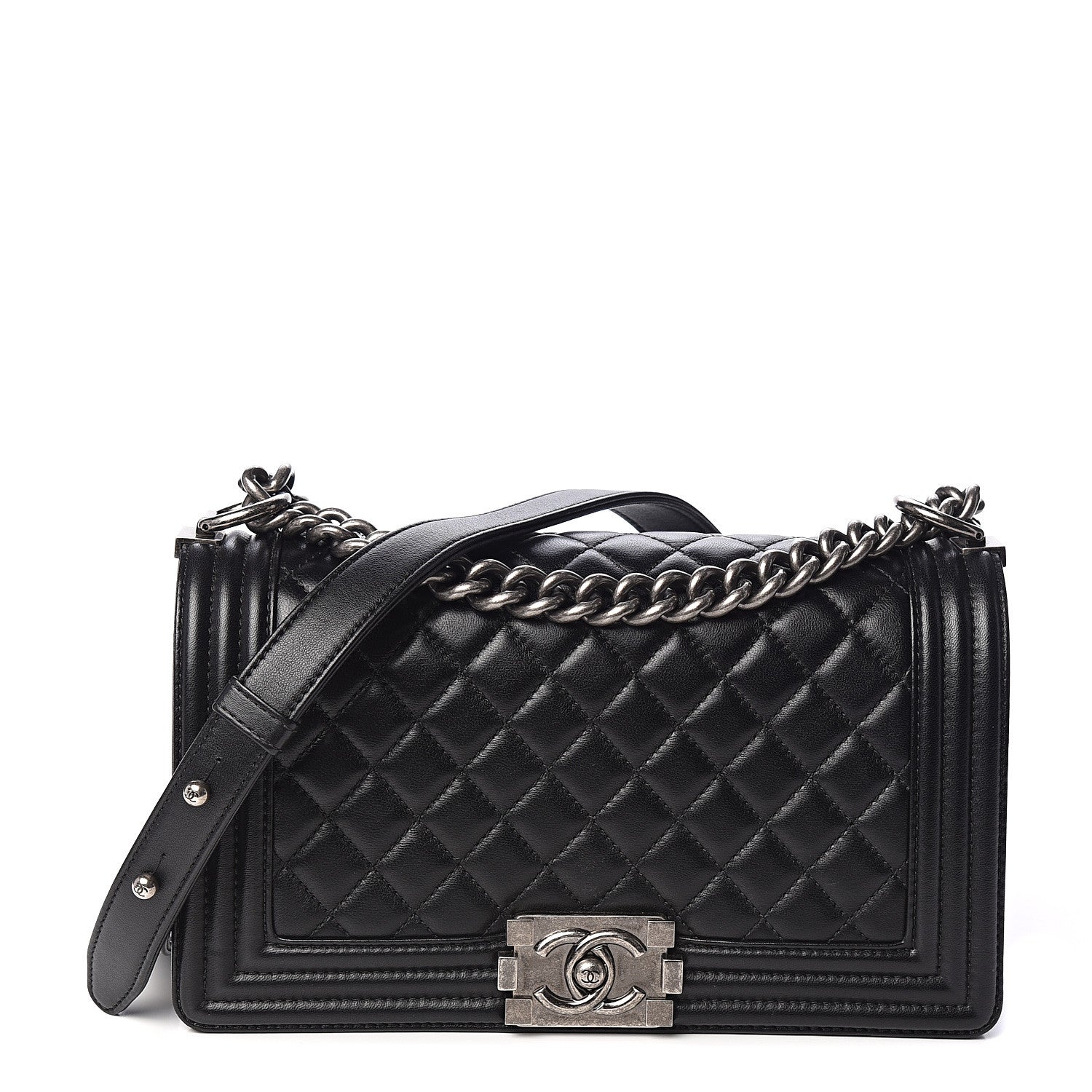Chanel Lambskin Quilted Medium Boy Flap Black 1 of 10