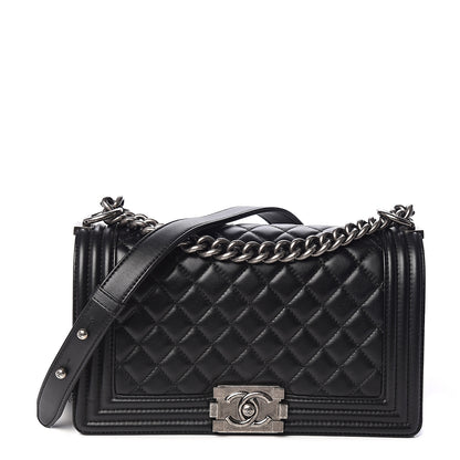 Chanel Lambskin Quilted Medium Boy Flap Black 1 of 10