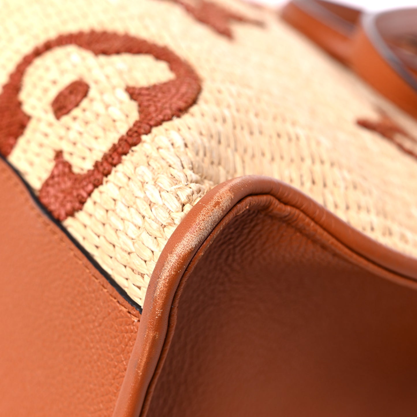 Raffia Calfskin Monogram Giant Onthego GM Tan