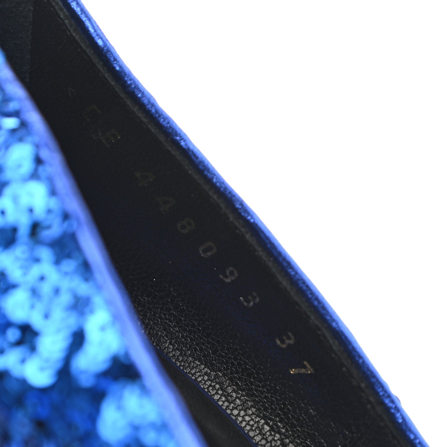 Saint Laurent Sequin Paris 105 V Cut Pumps 37 Blue Roy 8 of 8