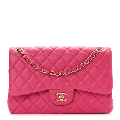 Chanel Lambskin Quilted Jumbo Double Flap Dark Pink 1 of 12