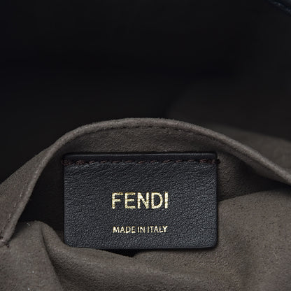 Fendi Glazed Fabric Vitello Grace F is Fendi FF 1974 Stamp Patch Grande Mon Tresor Bucket Bag Mogano Panna Black 7 of 11