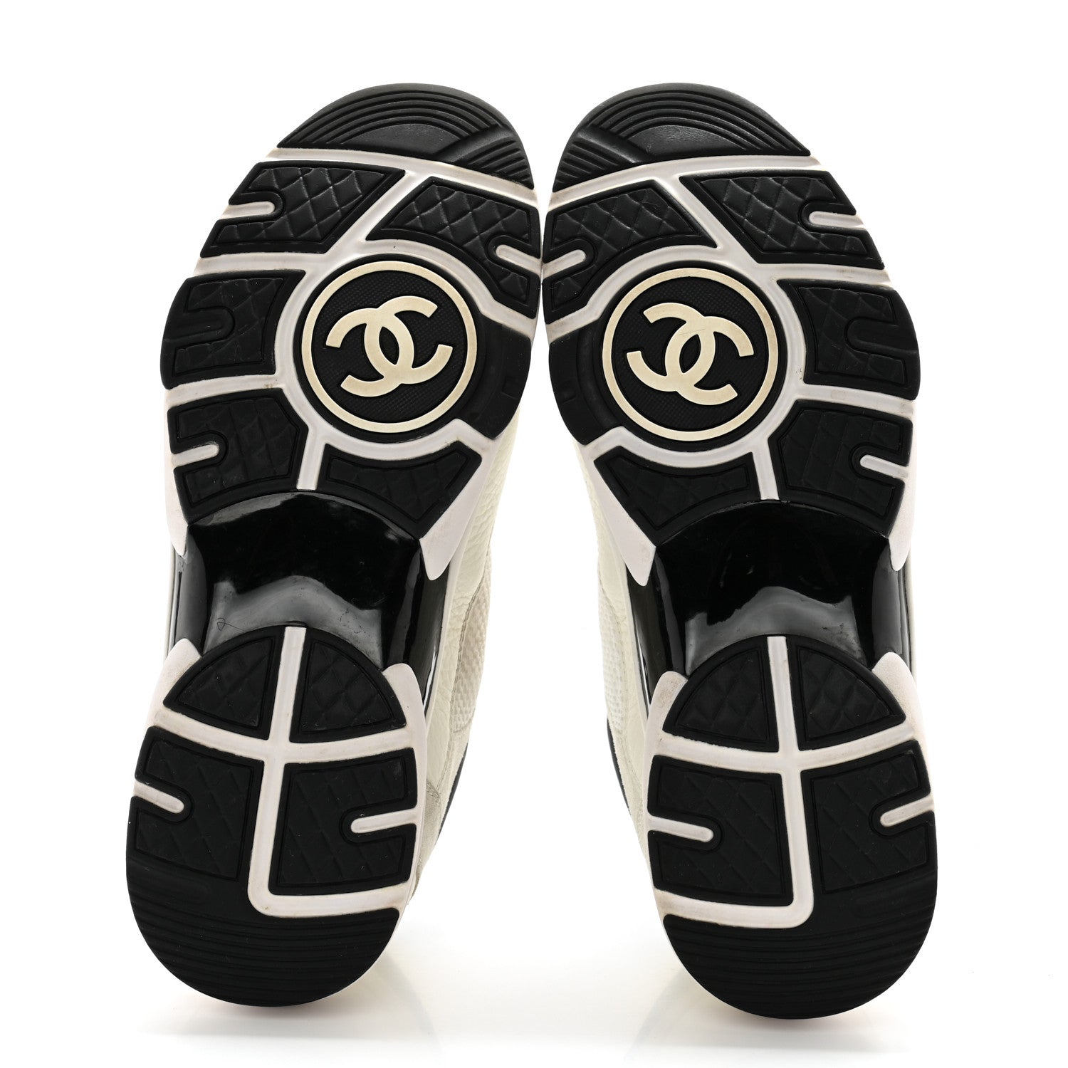 Chanel Mesh Suede Calfskin Grained Calfskin Womens CC Sneakers 39 White Black 5 of 11