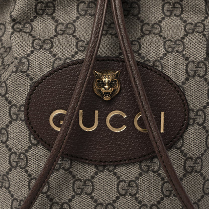 Gucci GG Supreme Monogram Neo Vintage Drawstring Bucket Backpack Beige New Acero Crop 11 of 11