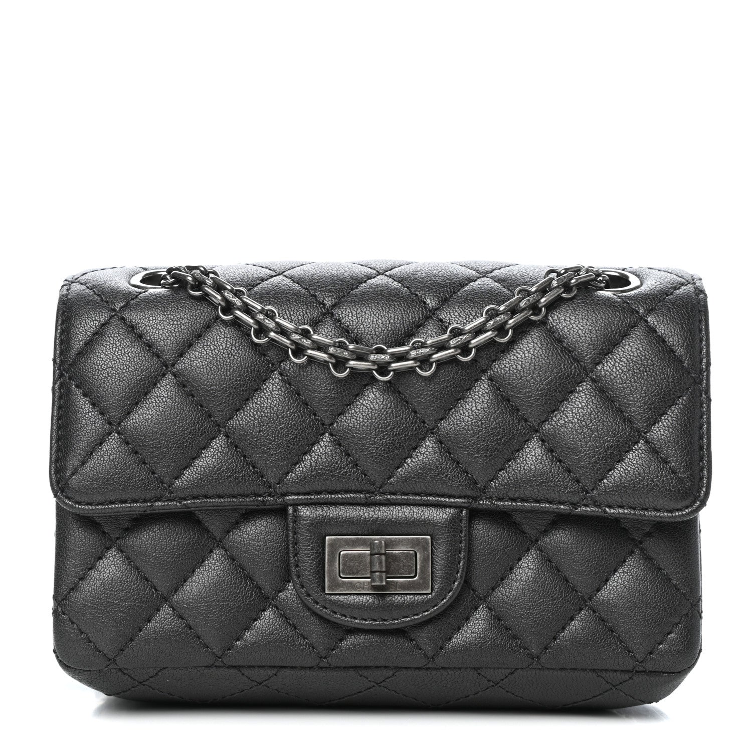 Chanel Metallic Sheepskin Quilted 2.55 Reissue Mini Flap Dark Silver 1 of 11
