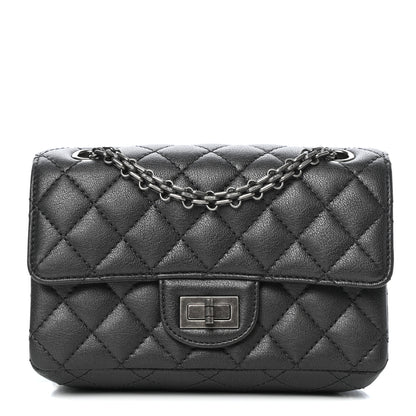 Chanel Metallic Sheepskin Quilted 2.55 Reissue Mini Flap Dark Silver 1 of 11