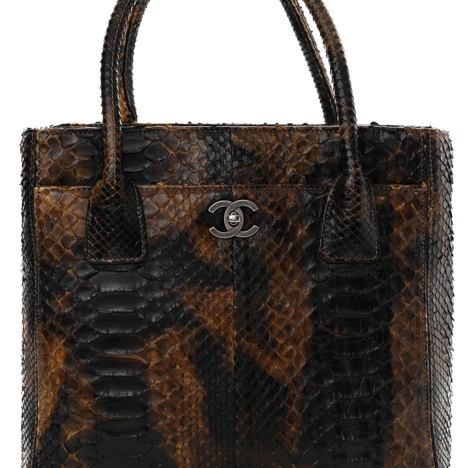 Chanel Snakeskin Executive Cerf Shopper Tote Dark Brown 9 of 16