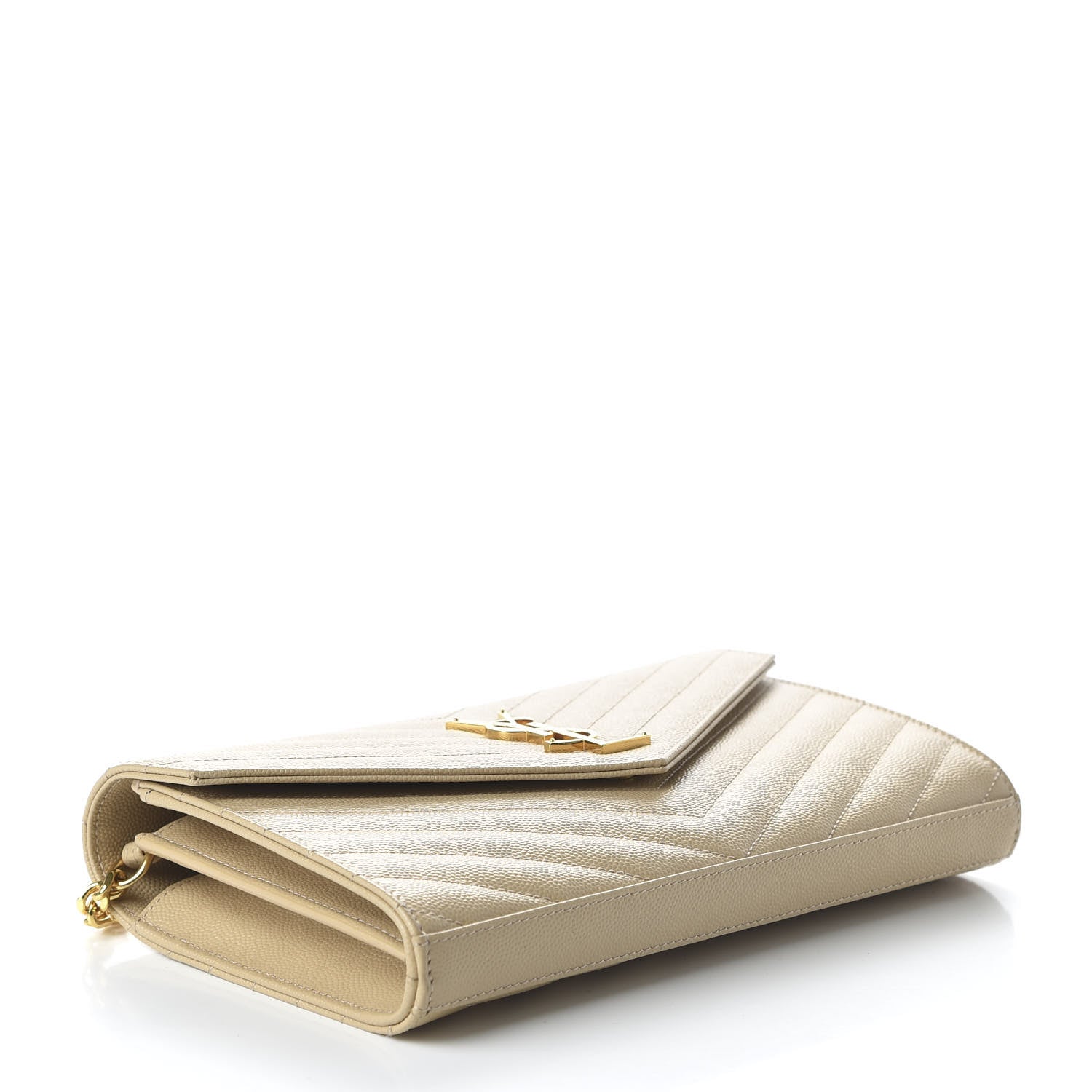 Saint Laurent Grain De Poudre Matelasse Chevron Monogram Chain Wallet Nude Powder 4 of 10