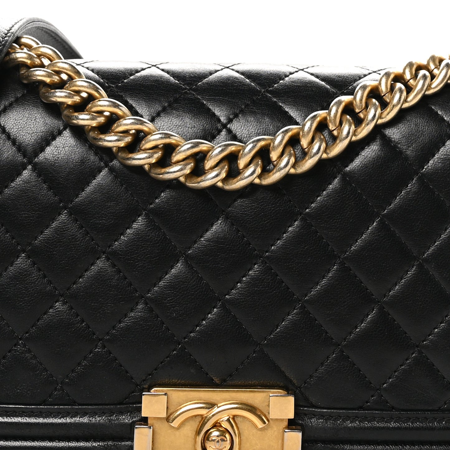 Lambskin Quilted Medium Boy Flap Black