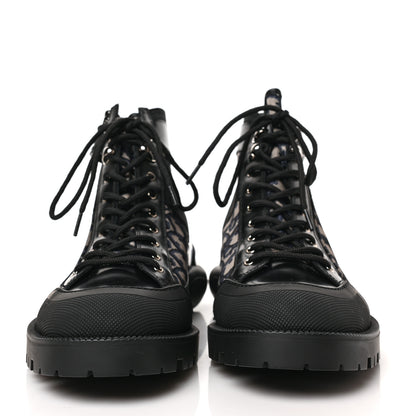 Christian Dior Oblique Polished Calfskin Mens Combat Ankle Boots 41 Beige Black 2 of 8