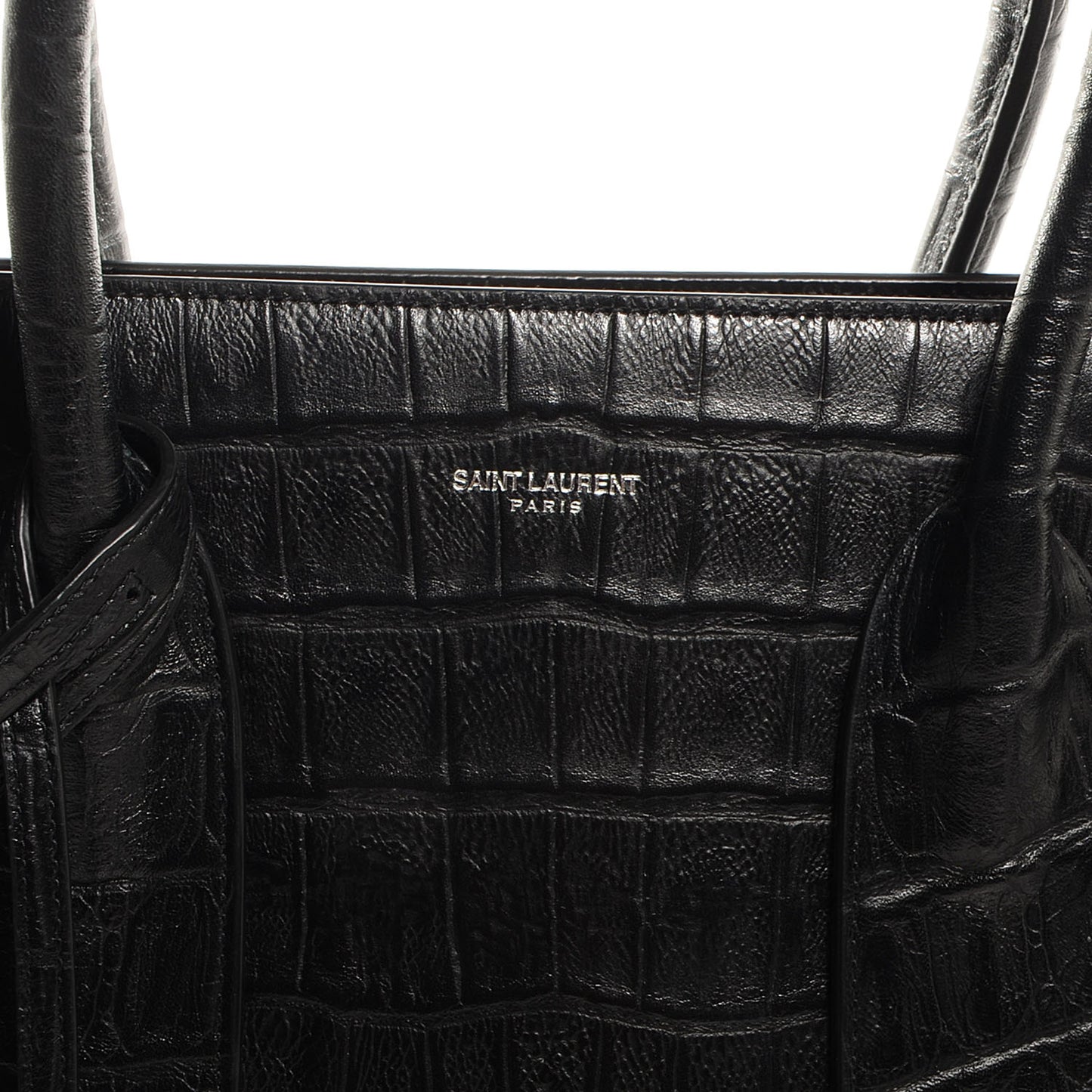Crocodile Embossed Large Sac De Jour Carryall Black