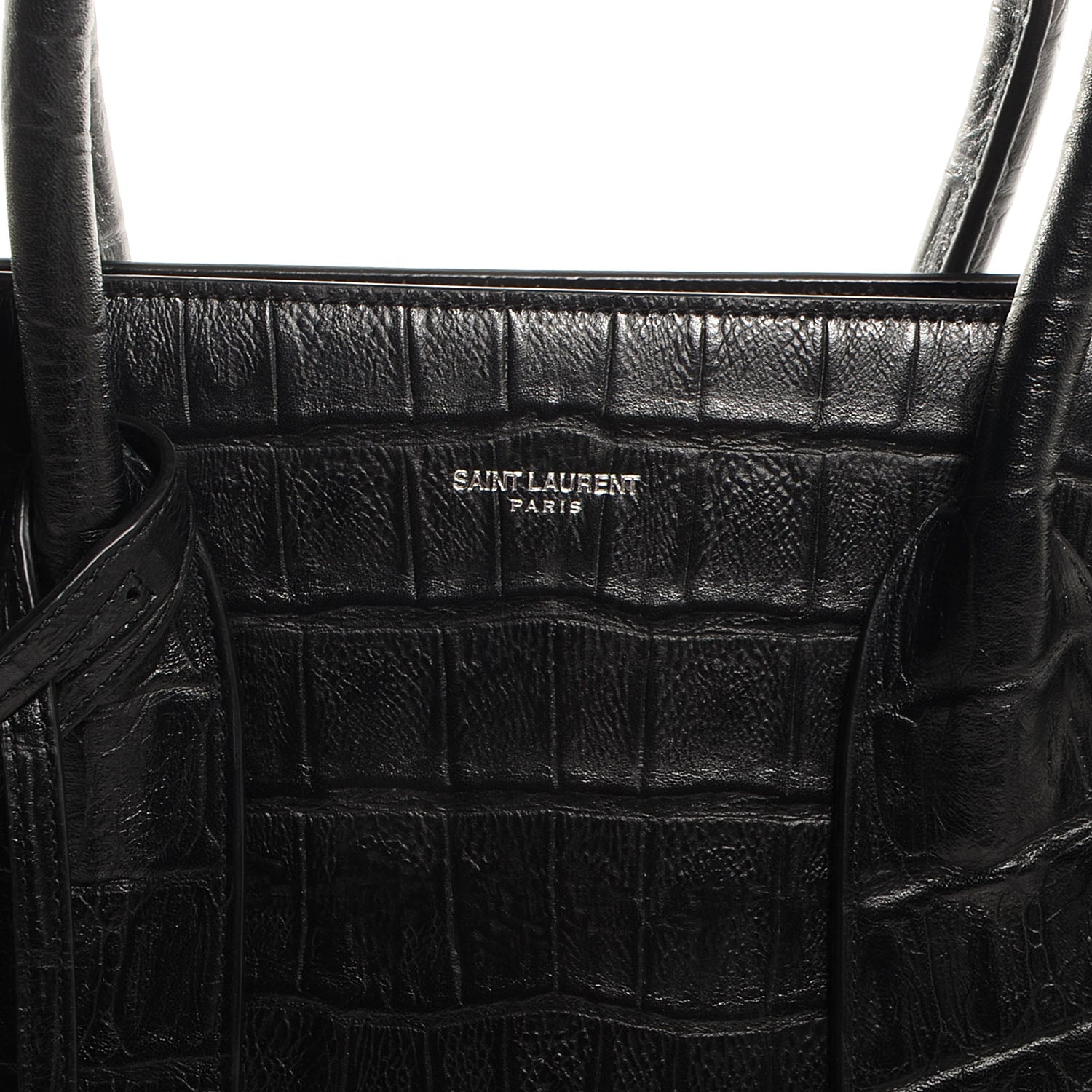 Saint Laurent Crocodile Embossed Large Sac De Jour Carryall Black 6 of 9