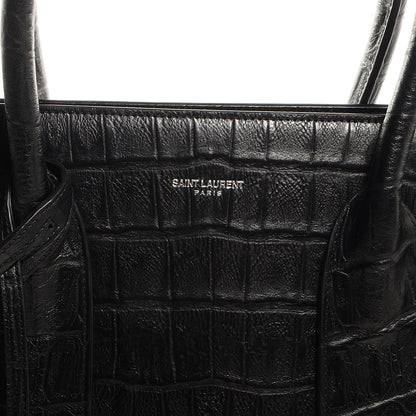 Saint Laurent Crocodile Embossed Large Sac De Jour Carryall Black 6 of 9