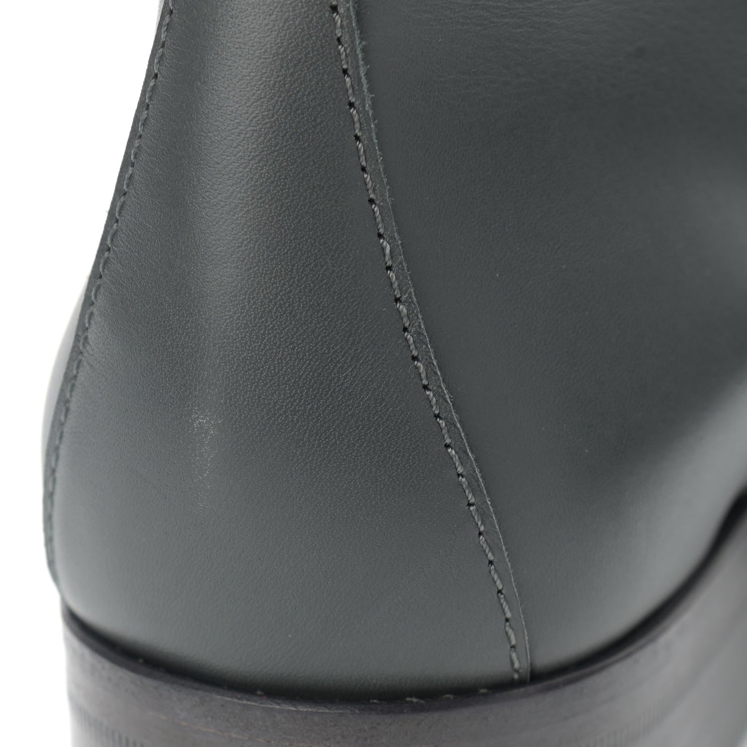 Chanel Calfskin Cap Toe CC Lace Up Boots 37.5 Dark Grey 12 of 13