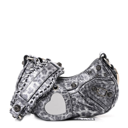 Balenciaga Metallic Agneau Arena Leopard Le Cagole Shoulder Bag XS Dark Grey 3 of 12