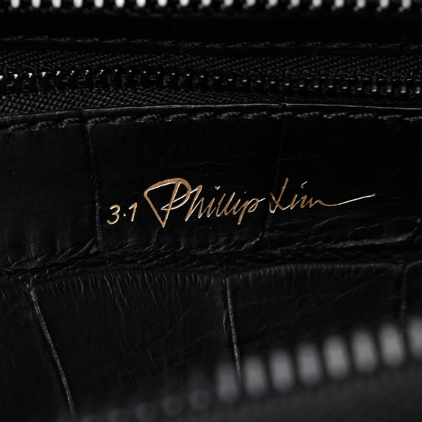 Crocodile Embossed Large Ryder Satchel Black