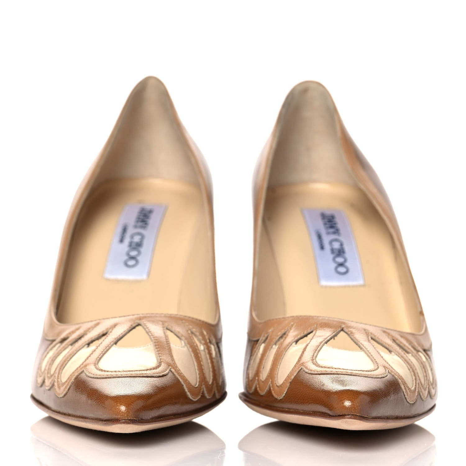 Jimmy Choo Calfskin Pointy Toe Pumps 35.5 Brown Beige 2 of 7