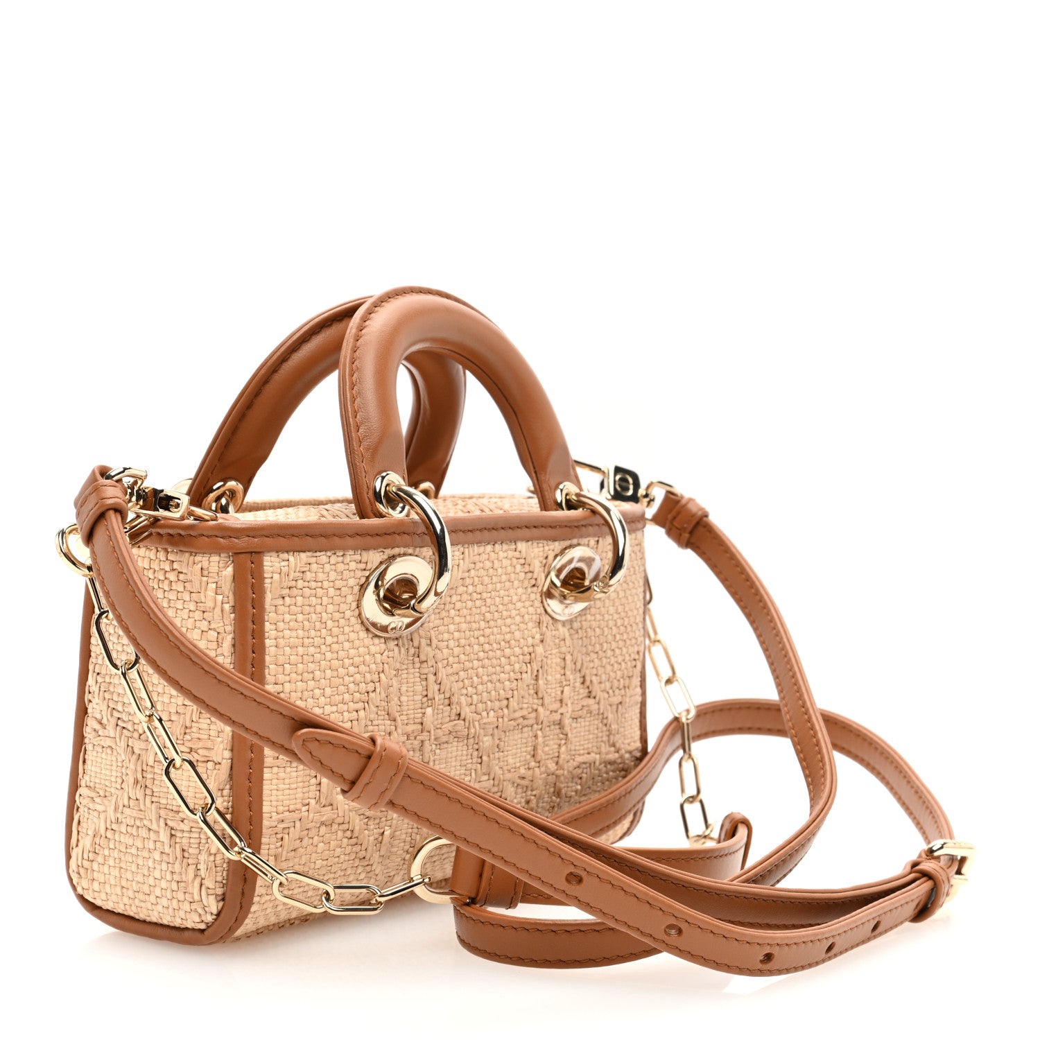 Christian Dior Raffia Micro Cannage Lady D-Joy Natural 1548174