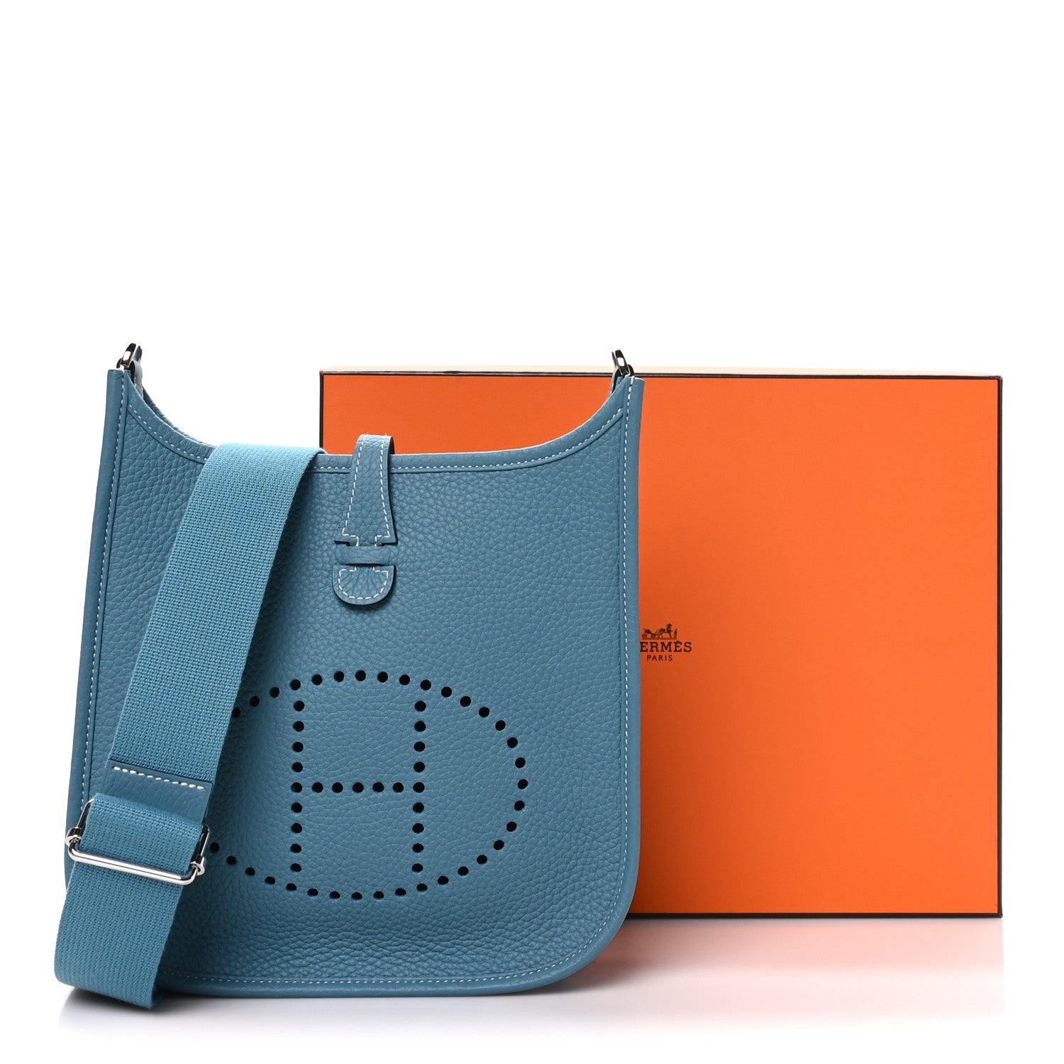 Hermes Taurillon Clemence Evelyne 23 Poche III New Blue Jean 10 of 10