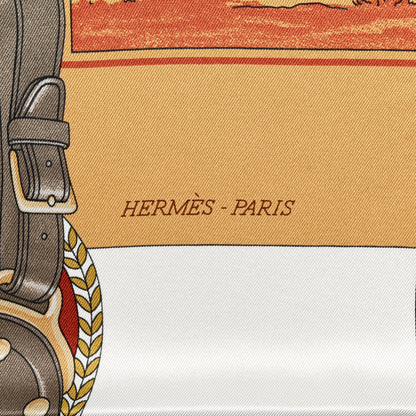 Hermes Silk Carrick a Pompe Scarf 70 White Beige Gris Cendre 2 of 7