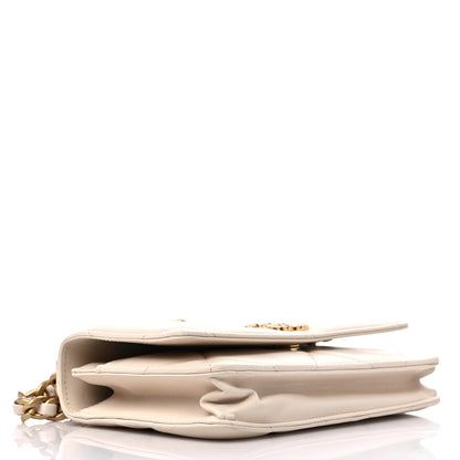 Chanel Goatskin Quilted Chanel 19 Wallet On Chain WOC Light Beige 4 of 13