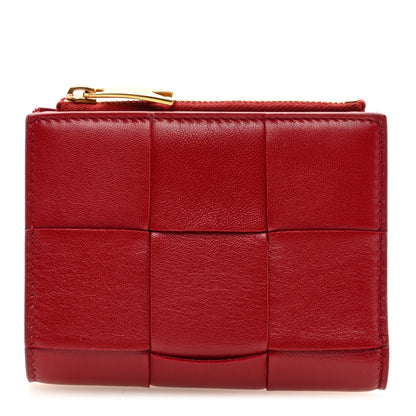 Bottega Veneta Nappa Maxi Intrecciato Small Bi-Fold Zip Wallet Dark Red 1 of 6