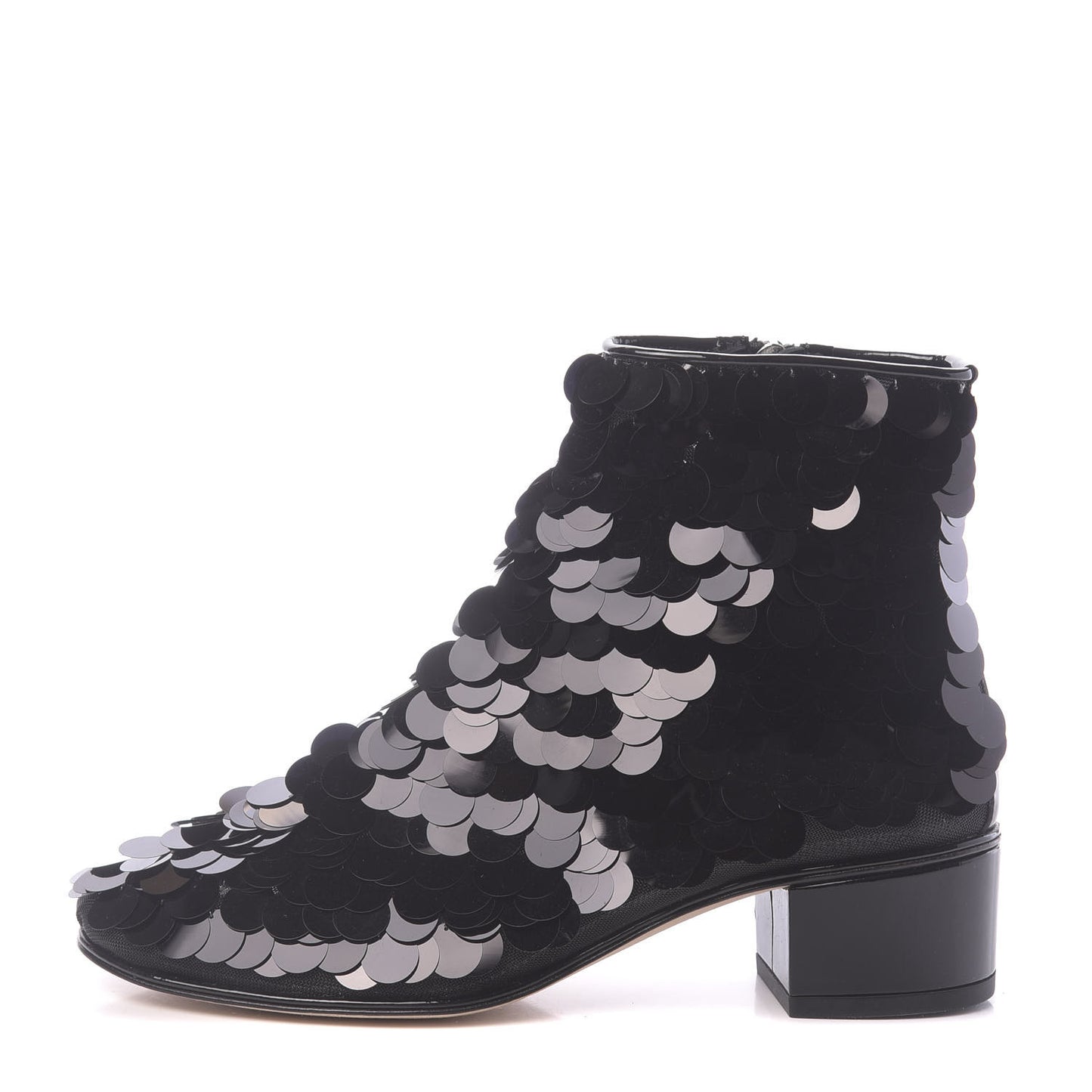 Sequin Mesh Short Boots 35.5 Black