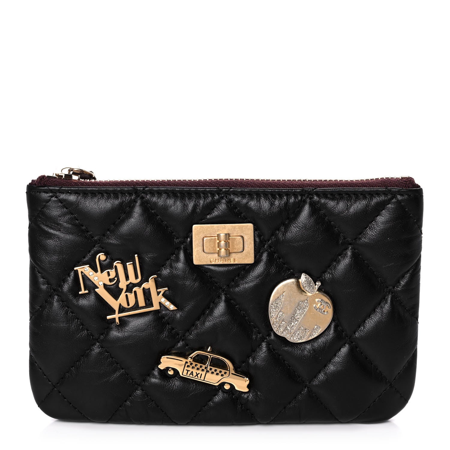 Chanel Aged Calfskin Quilted Small Lucky Charms Cosmetic Case Black 1 of 11