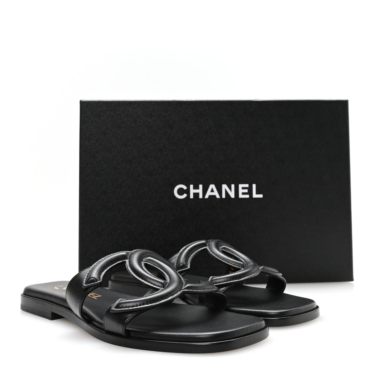 Chanel Lambskin CC Cut Out Mules Sandals 36 Black 9 of 9
